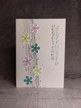 Grußkarte Glückwuschkarte mit Blüten handgemacht